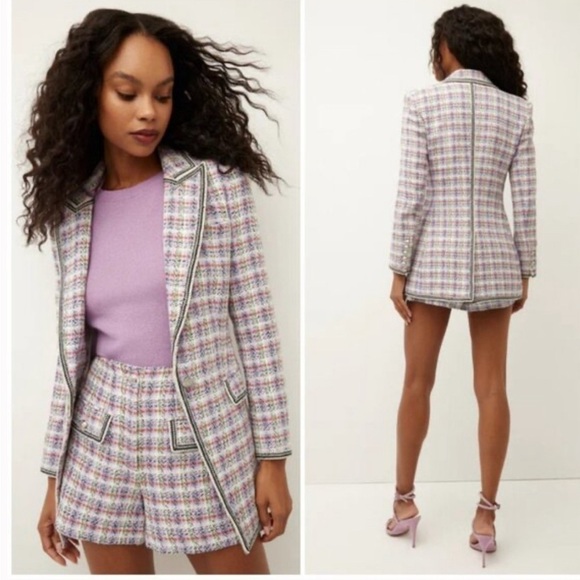 Veronica Beard Etney tweed Dickey blazer jacket in lavender multi - Picture 3 of 12